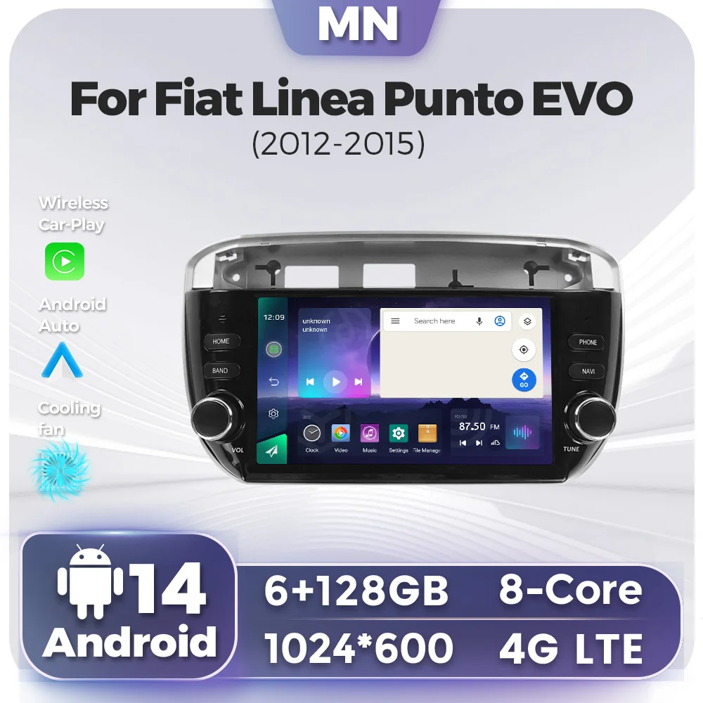 7 بوصة أندرويد سيارة ستيريو لاسلكي Carplay لشركة فيات لينيا بونتو EVO 2012-2015 سيارة مشغل وسائط متعددة رئيس وحدة لتحديد المواقع الملاح واي فاي #1
