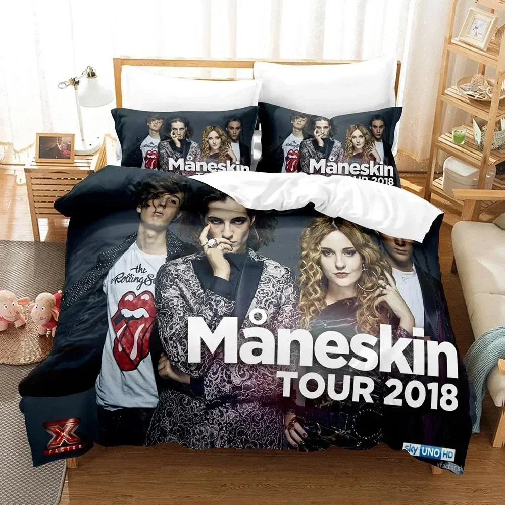 3D Printed Maneskin Rock Band Bedding Set Duvet Cover Sheet Printed Bed Set Pillowcase Full Queen King Size Comforter Bedroom