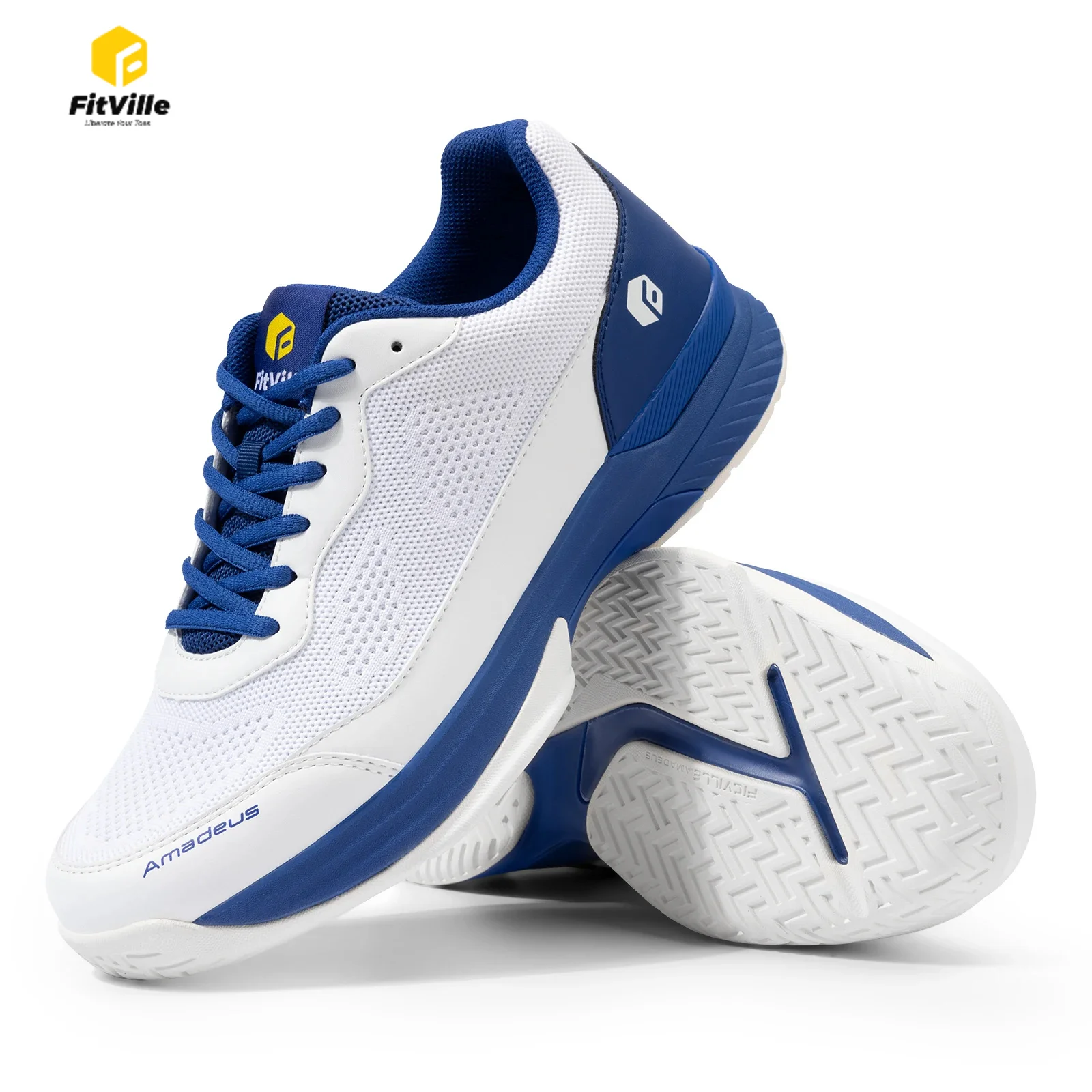 FitVille Men'S Tennis Shoes Wide Version 2E Professional Training Sports Shoes Breathable Non-Slip Rackets With Arch Support