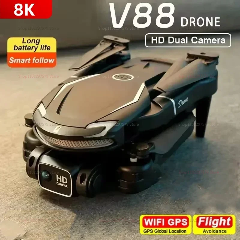 Nouveau KBDFA V88 WIFI FPV Drone avec grand Angle HD 8K caméra hauteur tenir pliable quadrirotor RC hélicoptères Drones enfants jouets cadeaux