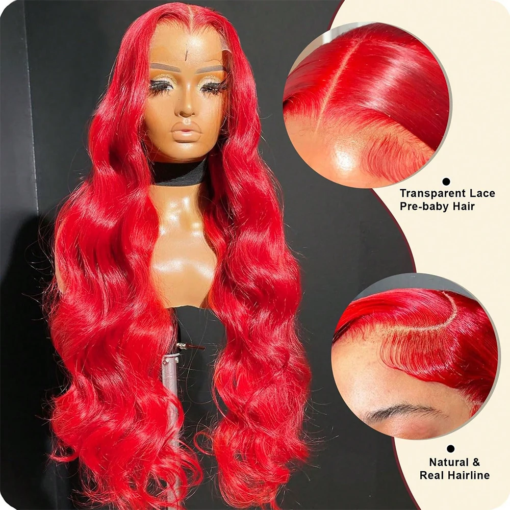 250 الكثافة الساخن الأحمر 13x6 Hd الدانتيل أمامي خصلات الشعر المستعار الإنسان البرازيلي الملونة الجسم موجة 13x4 الدانتيل شعر مستعار أمامي للنساء