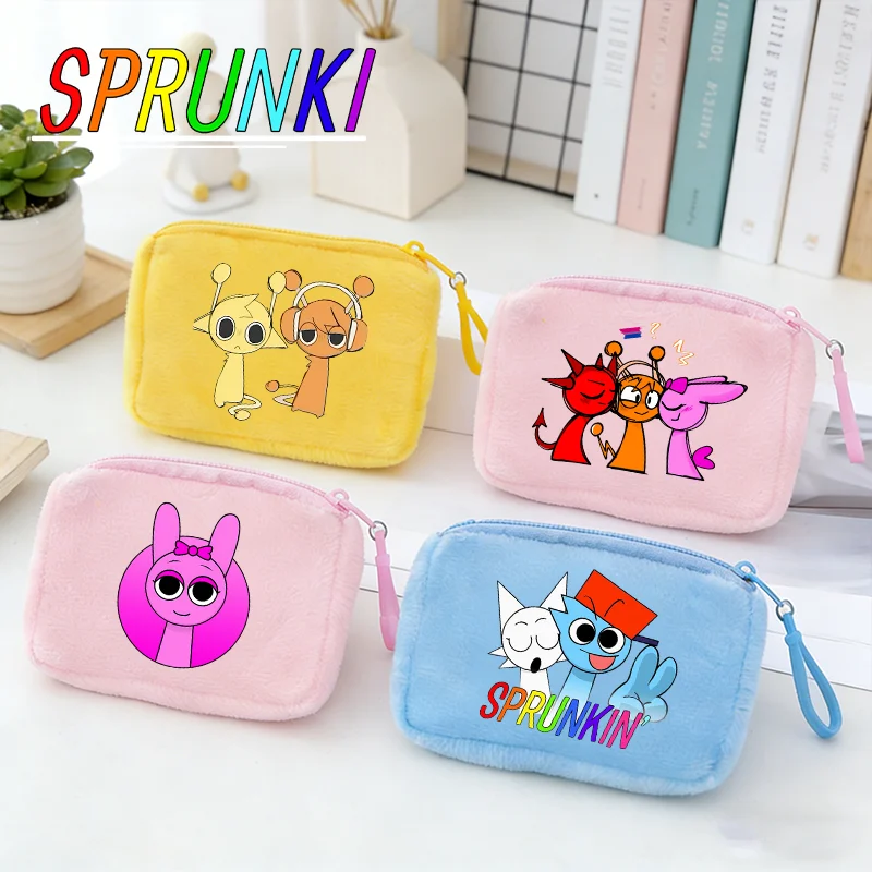Porte-monnaie Sprunkis imprimé jeu de cartes, portefeuilles de dessin animé pour filles et garçons, mini sac à monnaie Kawaii, accessoires de sac à main, sacs de rangement portables, cadeaux