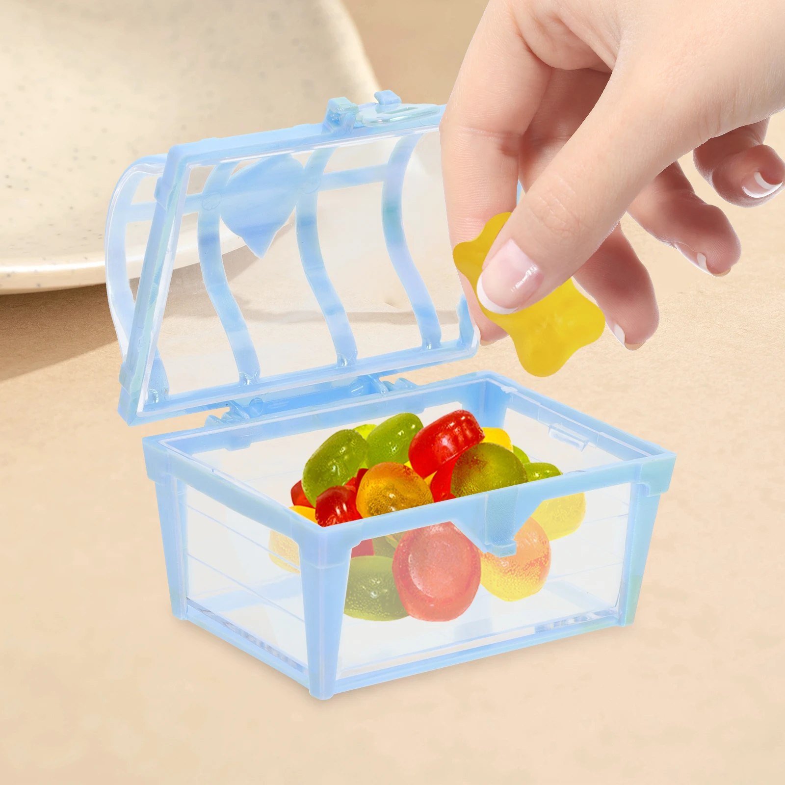 

12 Pcs Pearl Color Treasure Chest Boxes Candy Storage Birthday Party Decorations Wedding Chocolates Gift Treat Boxes Plastic