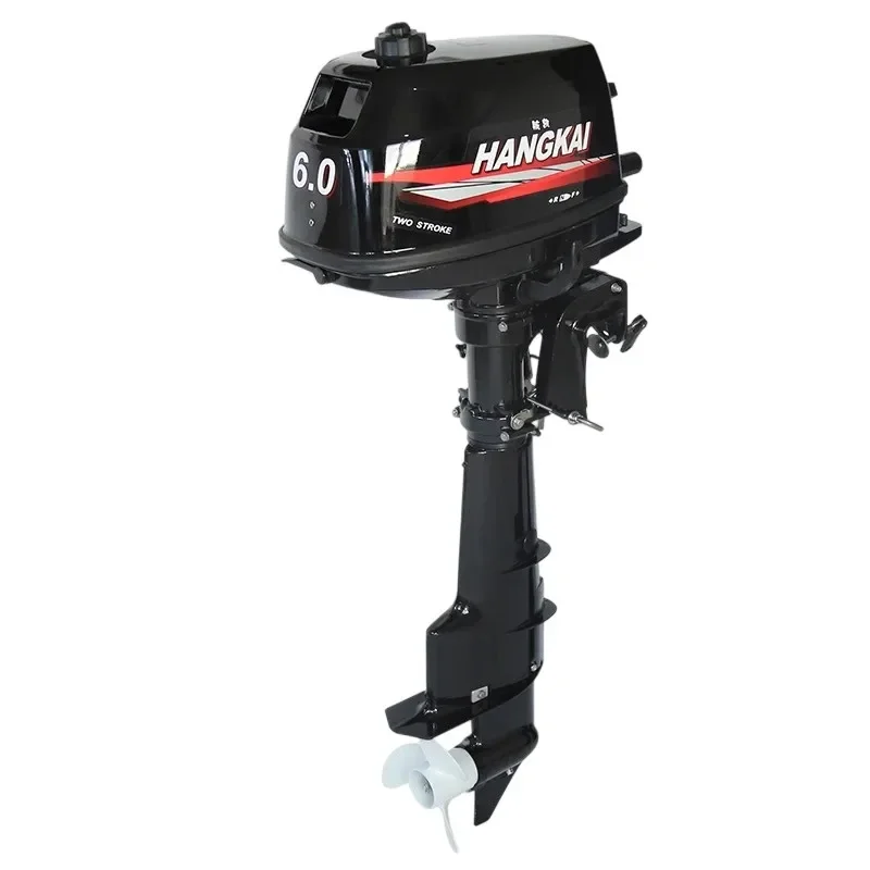 Long Shaft Water-Cooled Outboard Engine,6.0HP 102CC Two-Stroke,2.08 Gear Ratio 4500-5500 RPM for Fishing Boat,Dinghy