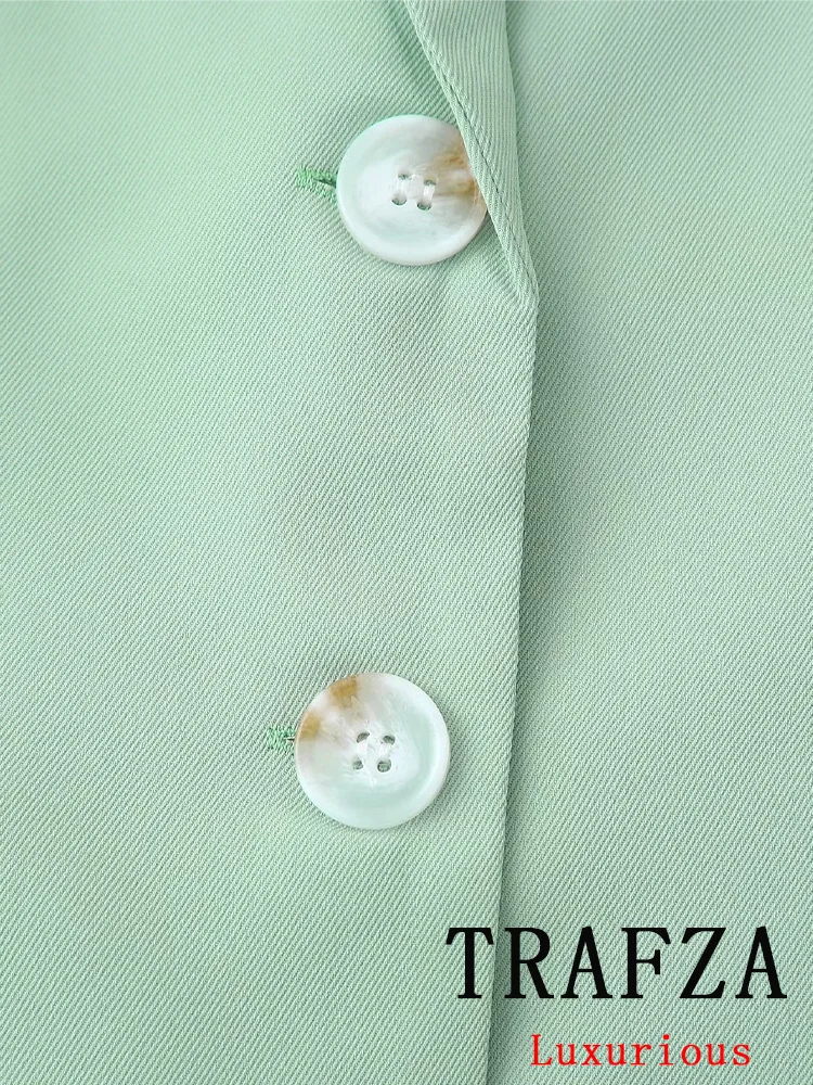 TRAFZA-Jupe droite longue en émail à boutonnage simple pour femme, ensembles vintage, monochromatique, chic, décontracté, bureau, mode d'été, nouveau, 2024