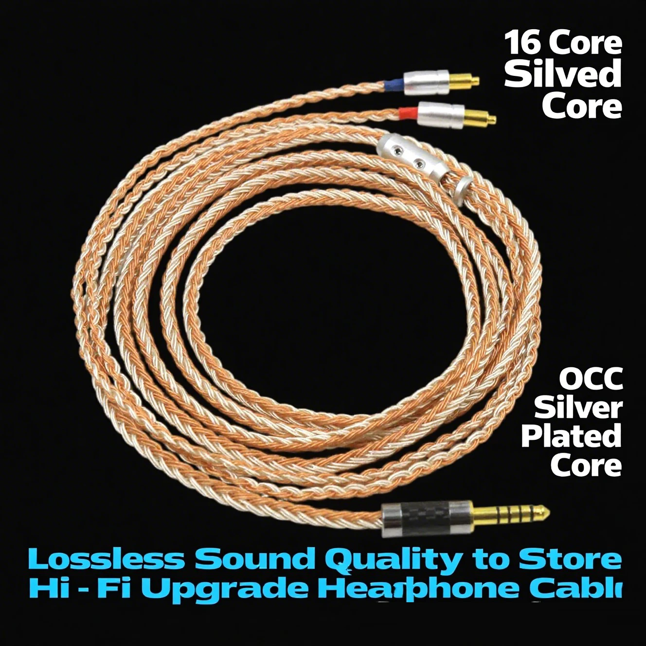 

16 Core Silver Plated Mixed Braided 4.4mm 2.5mm XLR 3.5mm Earphone Cable For Shure SRH1540 SRH1840 SRH1440