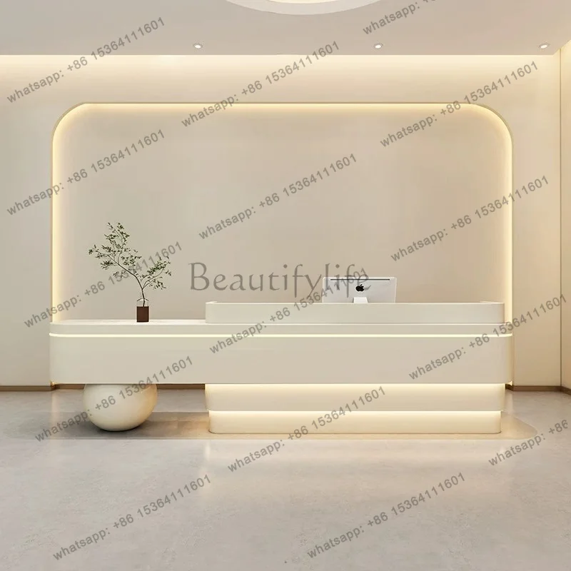 Factory Direct Sales Nordic Cream Style Beauty Salon Cashier Counter Modern High-end Clothing Store Beauty Clinic Reception Desk