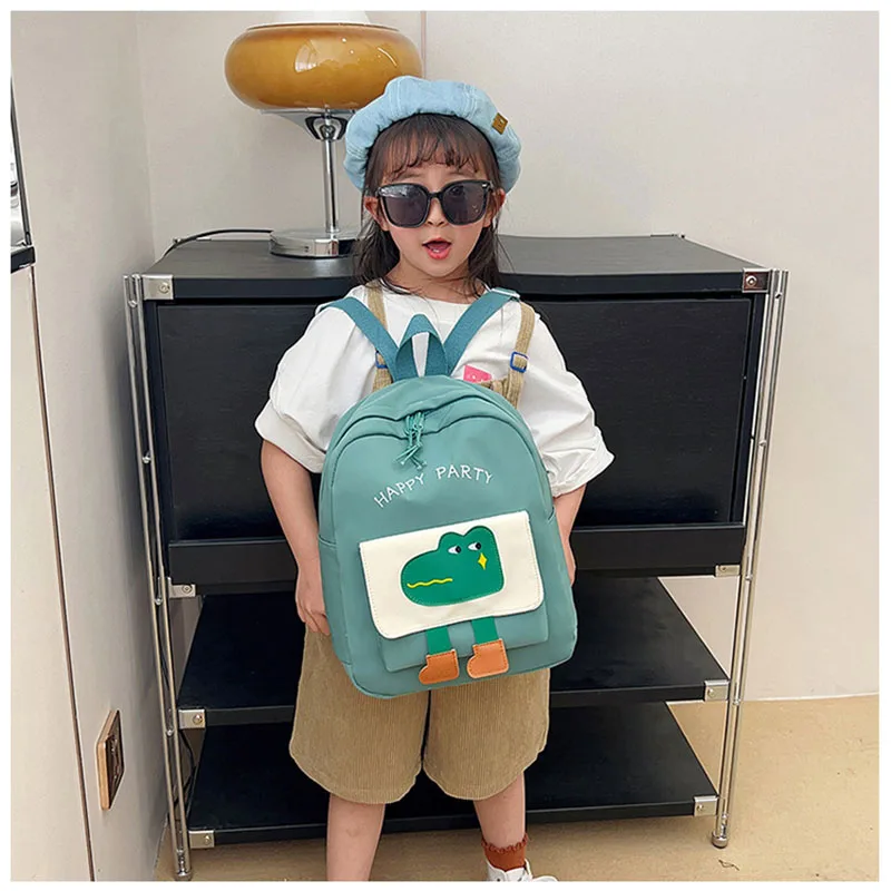 Cartoon Crocodile Children\'s Bag Kids Cute Kindergarten Backpack Girls 6 Colors Letter Shoulders Bag