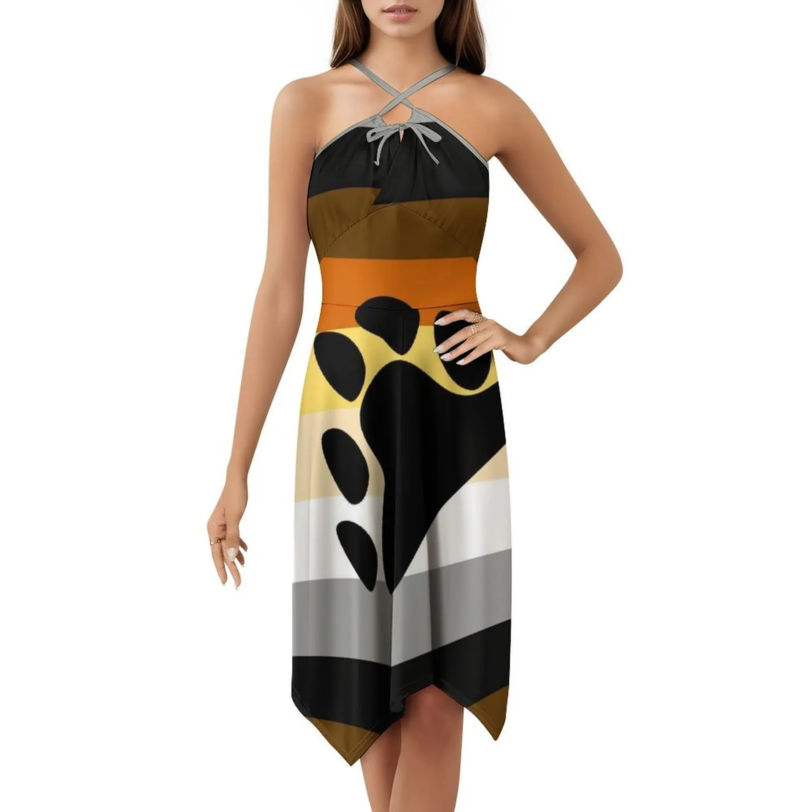 Bear Pride Flag Floral Smock Dress For Women Spring Summer Casual Dress For Party Bear Bear Pride Bear Flag Bear Banner Woman #5