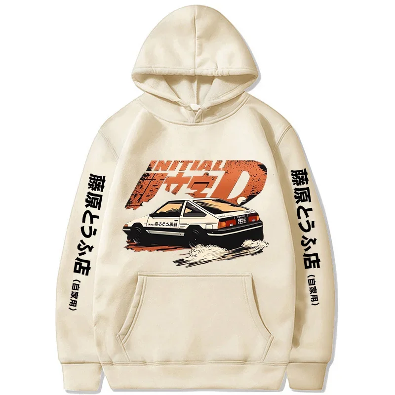 Redsuns Cartoon Gothic Sweatshirts  Anime Initial D Hoodies for Men AE86 Funny Harajuku Manga Hooded Streetwear Clothes Male