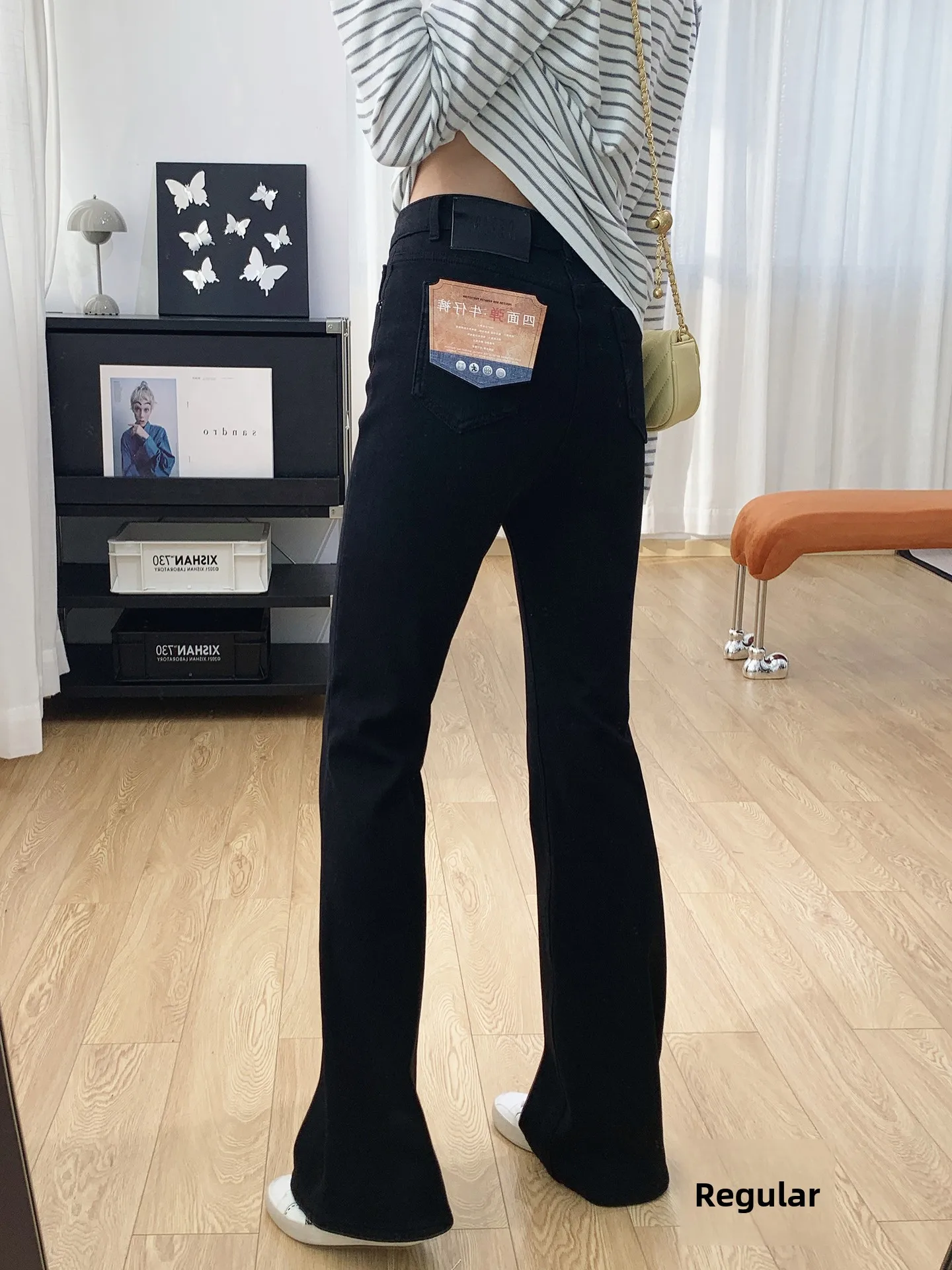 

Женские джинсы-колокольчики с высокой талией Thiened Fce, повседневные джинсы из смеси хлопка, эластичная мягкая ткань, теплая осень-зима