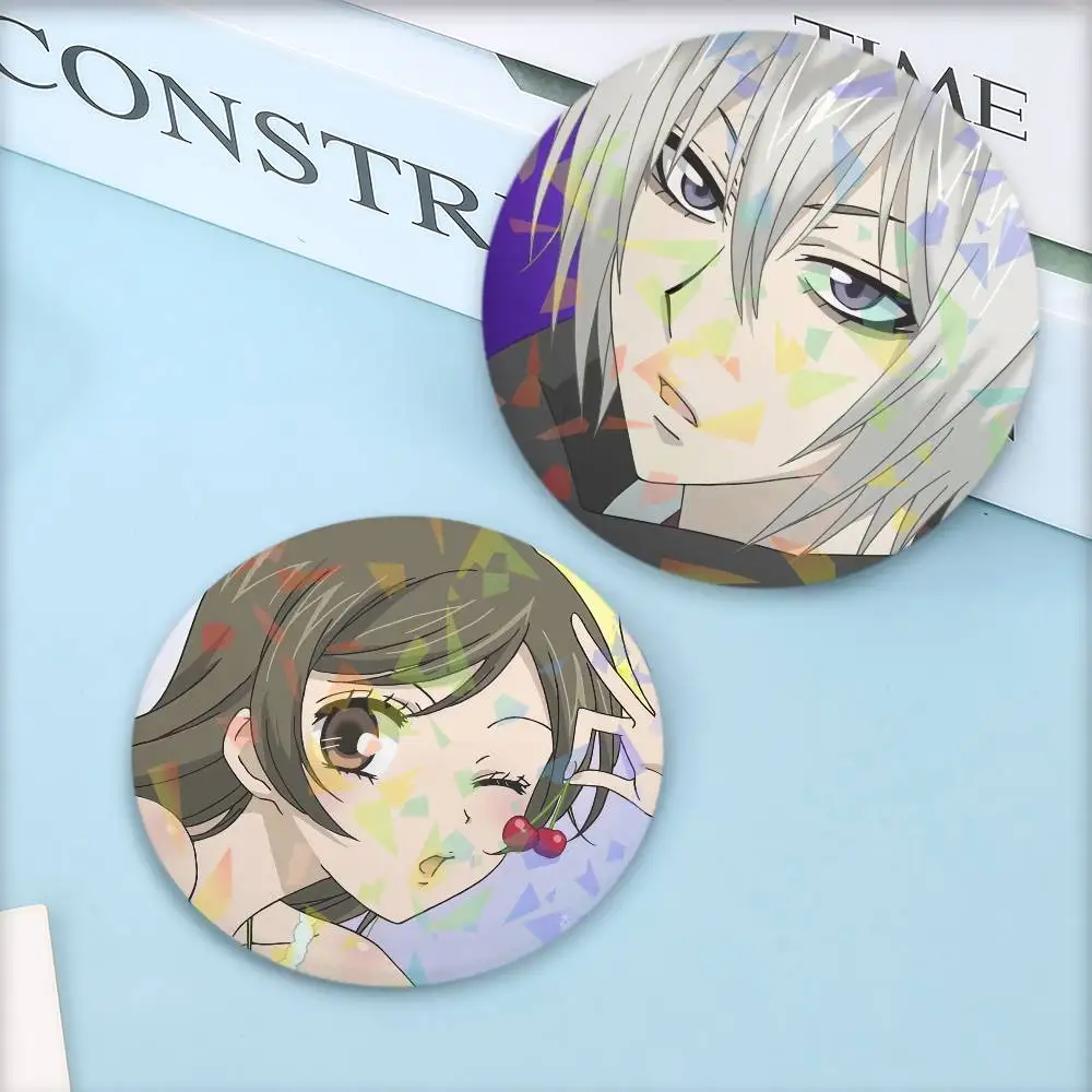 Kawaii Anime K-Kamisama Kiss Round Badge Lapel Pins for Backpacks Briefcase Laser Brooch Clothes Gifts