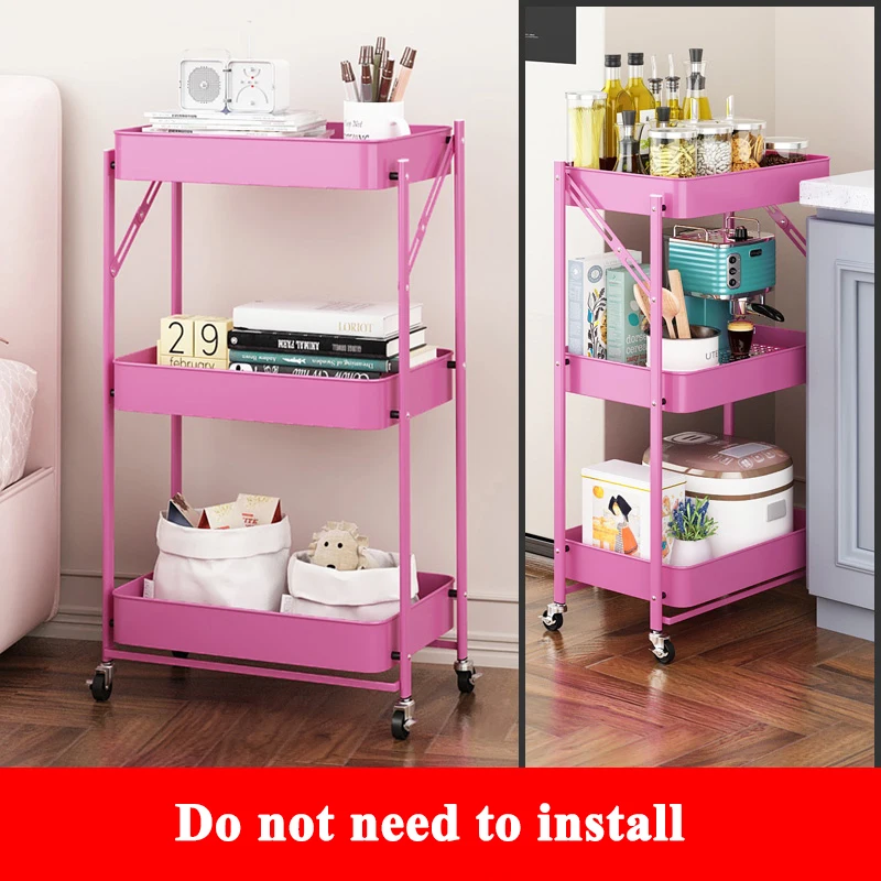 @!Utility Rolling Cart 3 Tier Kitchen Cart Storage Shelves Organizer for Bathroom Kitchen