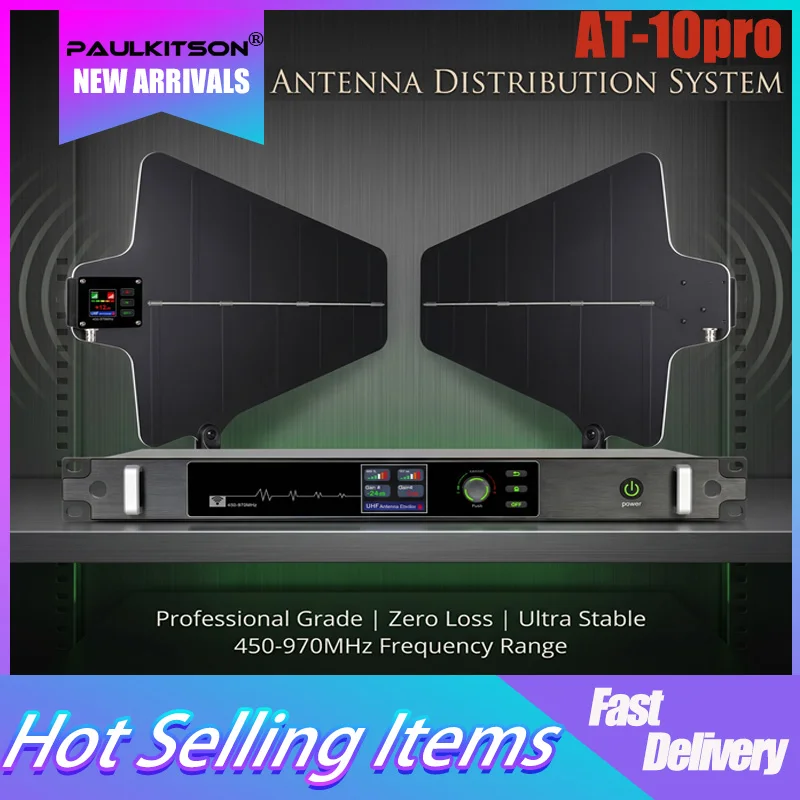 

Paulkitson AT-10pro Antenna Distribution System 450-970MHz Zero Loss Ultra Stable Professional Wireless Microphone For Stage