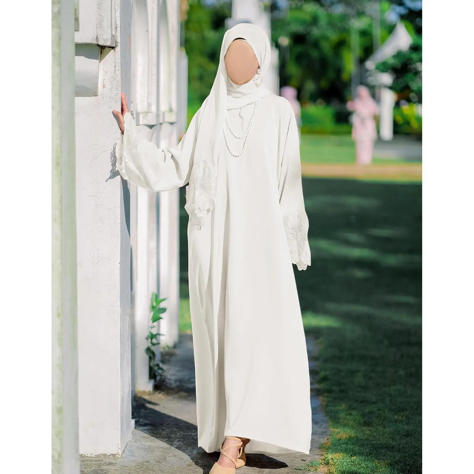 

Muslim Robe for Women M Size with Head Scarf Islamic Prayer Robe for Banquet