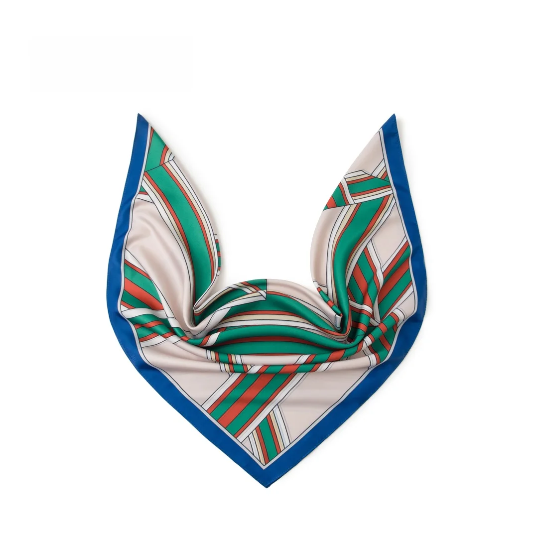 メンズ幾何学模様両面斜め風防付きアウトドアカジュアル三角スカーフシルク製トレンド目を引くおしゃれアイテム