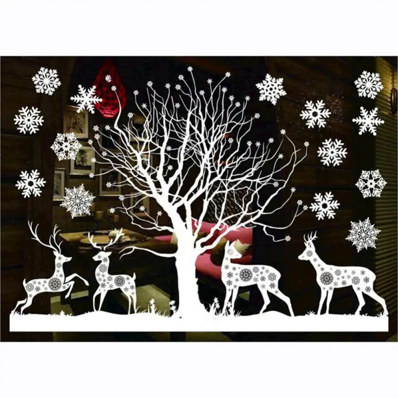 Christmas Wall Window Stickers Marry Christmas Decoration For Home 2024 Christmas Ornaments Xmas Navidad Gift New Year 2025