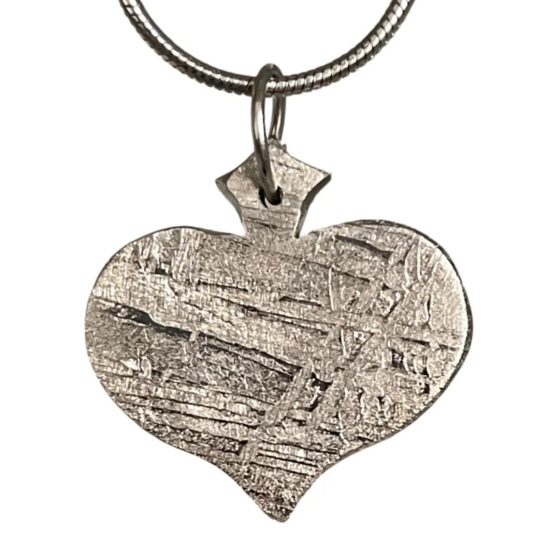 Natural Muonionalusta Meteorite Heart Pendant Nickel Plating Craft Genuine Swedish Meteorite Slice Pendant Necklace LK572