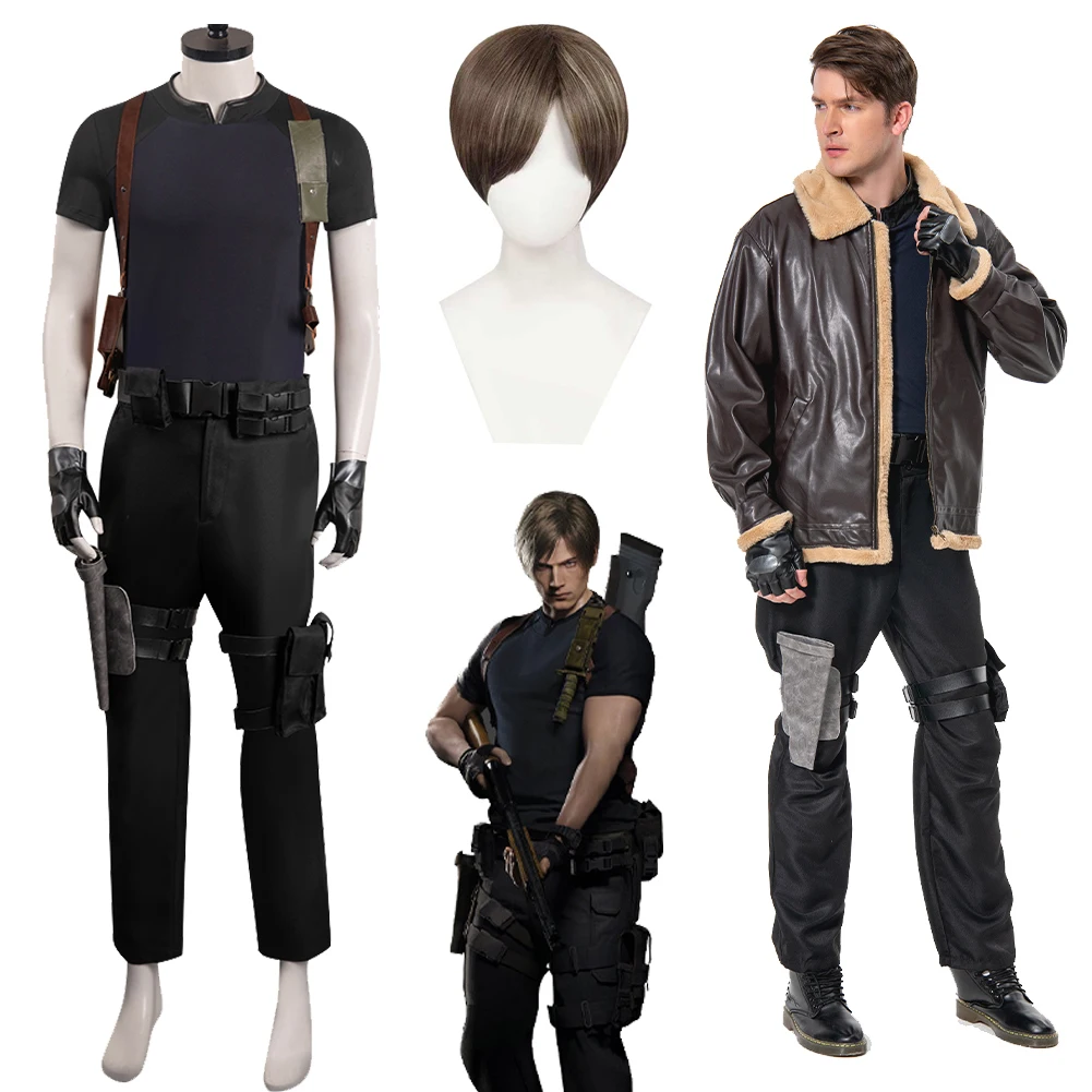 

Game Agent Leon Fantasia Cosplay Men Costume Roleplay Outfits Man Halloween Carnival Party Clothes For Male Disguise