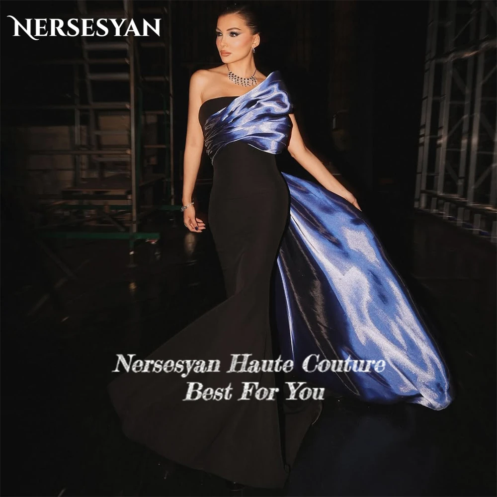 Nersesyan elegante zeemeermin avondjurken gedrapeerd satijn bodycon formele jassen backless plooien glanzende beroemdheidsjurk op maat