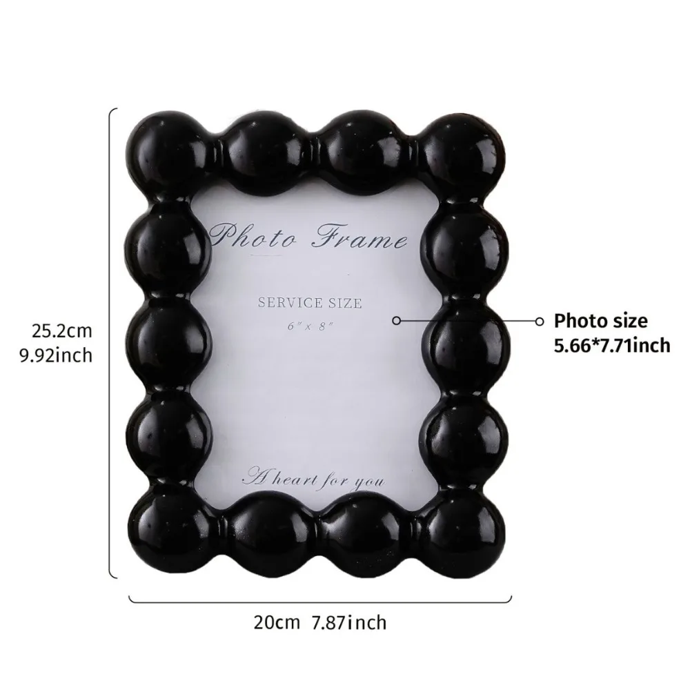 Modern 8 Inch Resin Photo Frame Exquisite Square Round Ball Border Frame Decorative Luxury Picture Display Frame Home Decor