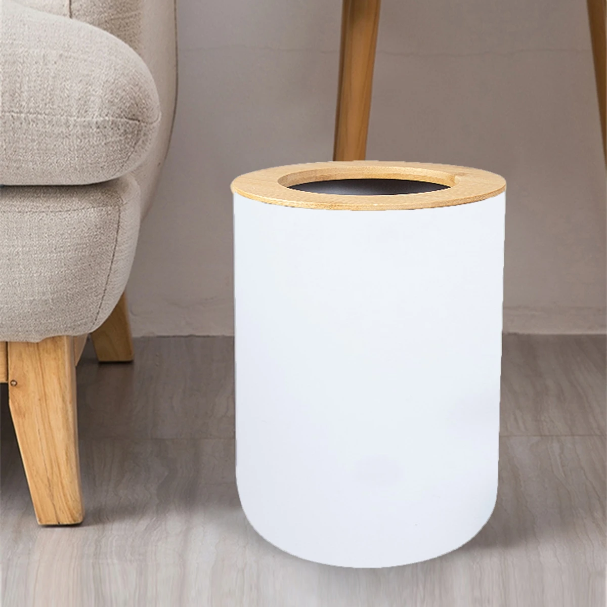 Modern Waste Garbage Can Black Plastic Trash Bin for Kitchen Bathroom Workspace Creative Storage Box Toilet Home White Grey
