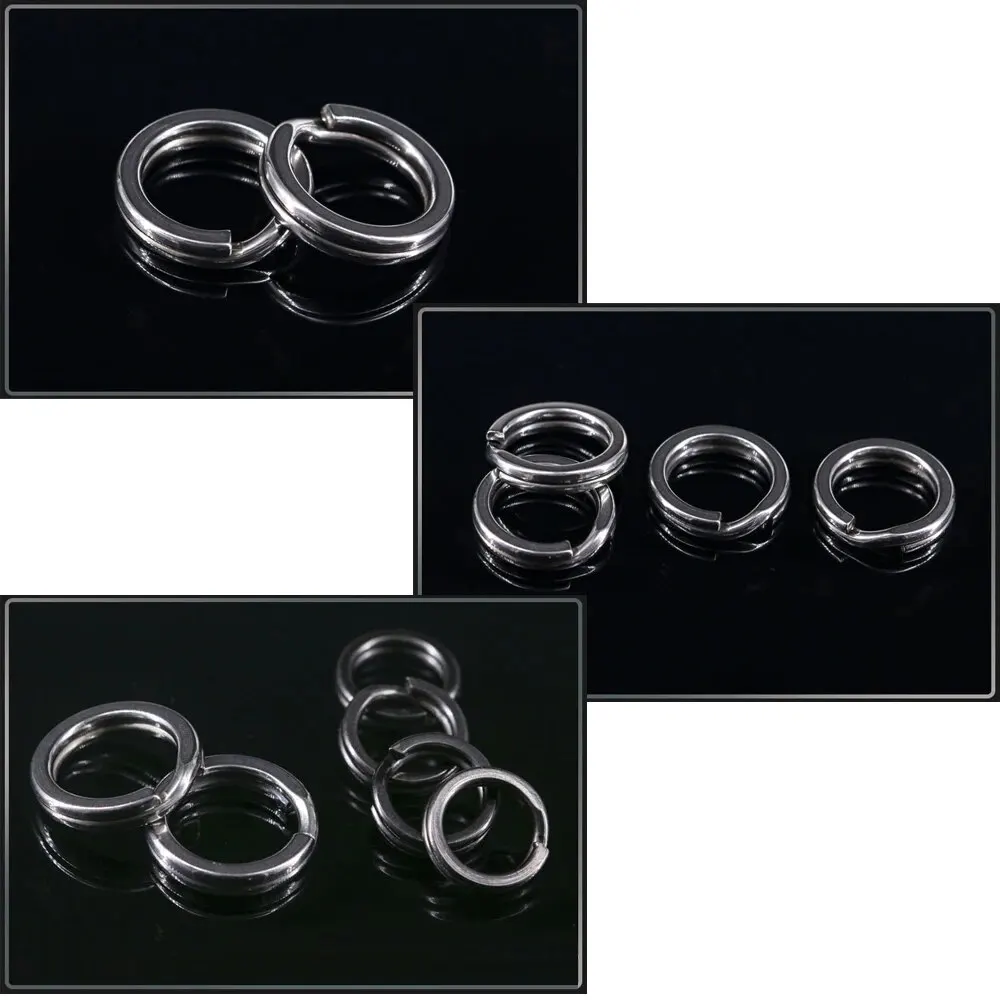 100PCS Split Rings Fishing Stainless Steel Lure Rings Saltwater Terminal Tackles Split Rings Fishing Connectors Snap Rings