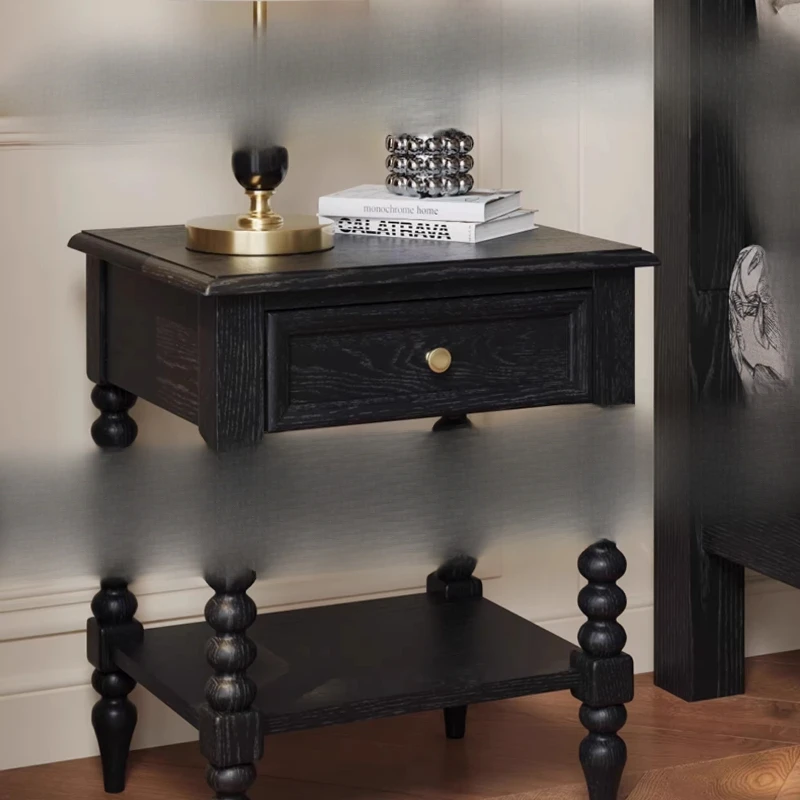 Comodino americano tutto in legno massello comodino retrò nero comodino medio antico piccolo armadietto francese