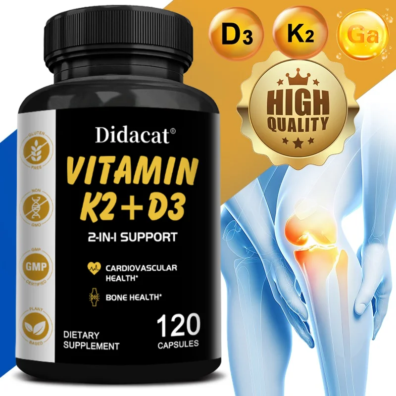 

Vitamin D3 & K2 Capsules, Support Bone Heart Brain Teeth Joint Cardiovascular & Immune Health, Boost Calcium Absorption