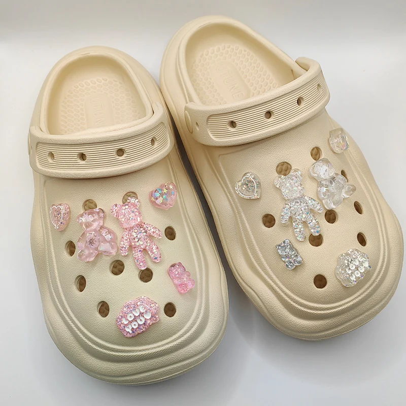 Love Crystal Bear Shoe Charm DIY Shoe Decorations Button Accessories for Bogg Bag Slides Sandals Clogs Kids Gifts