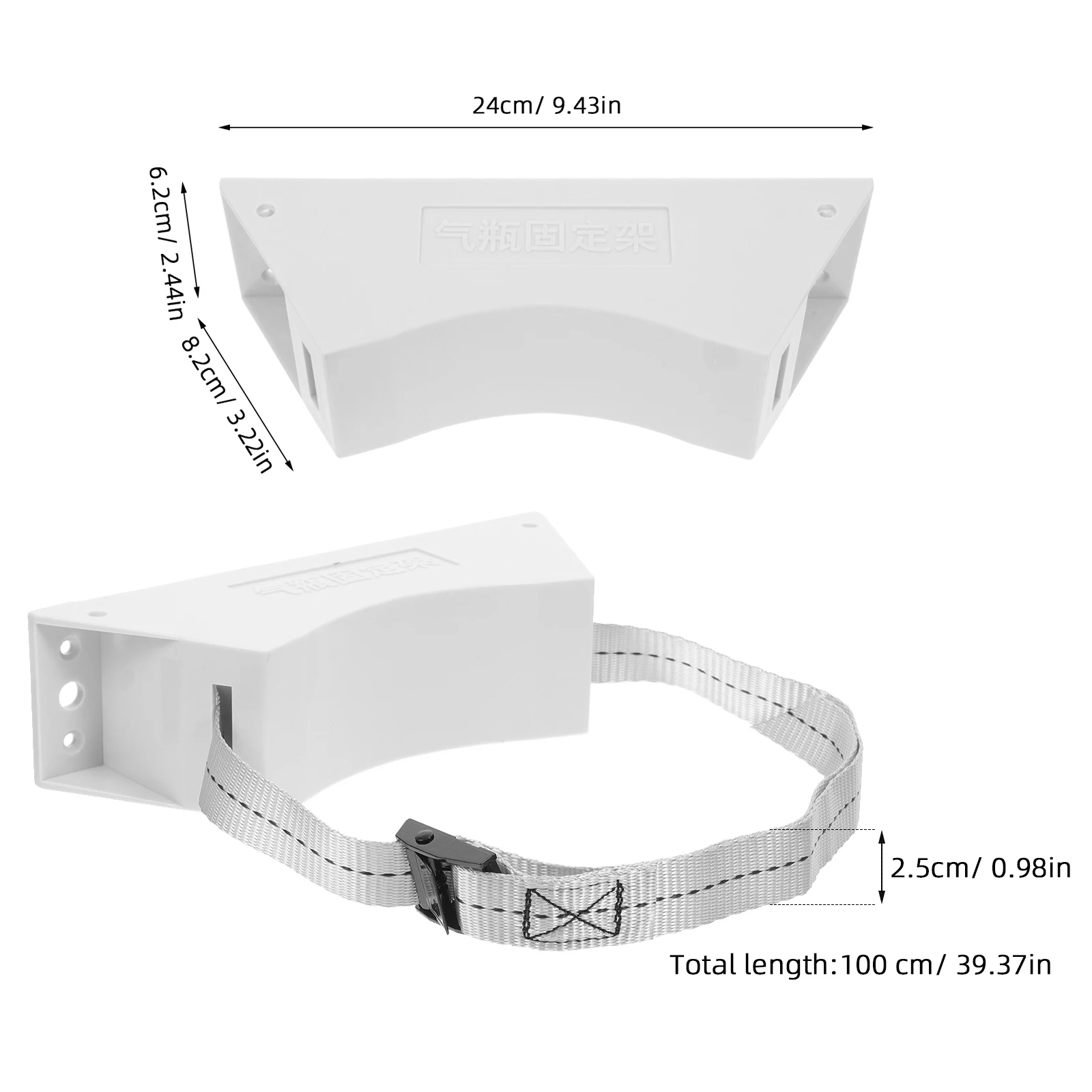 

40L Gas Cylinder Holder Black Plastic Iron Bracket Secure Strap Oxygen Bottle Wall Mount Rack Propane Tank Stand