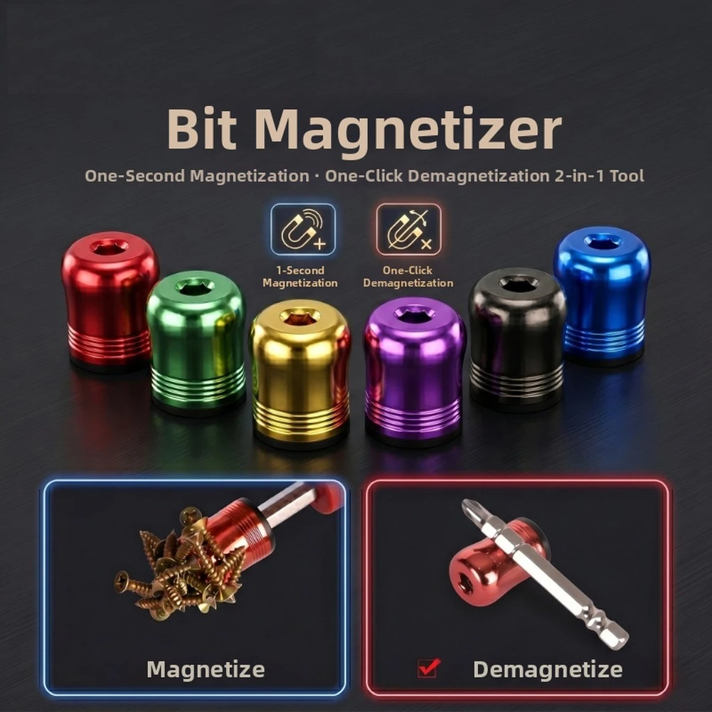 Magnetic Screwdriver Bit Holder 6.35mm Hex Shaft Strong Magnetizer Demagnetizer Screw Driver Bit Holder Power Tools