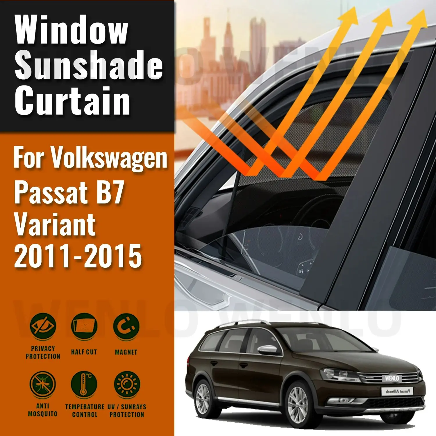 

For Volkswagen Passat B7 Wagon 2011-2015 Magnetic Car Sunshade Shield Front Windshield Curtain Rear Side Window Sun Shade Visor