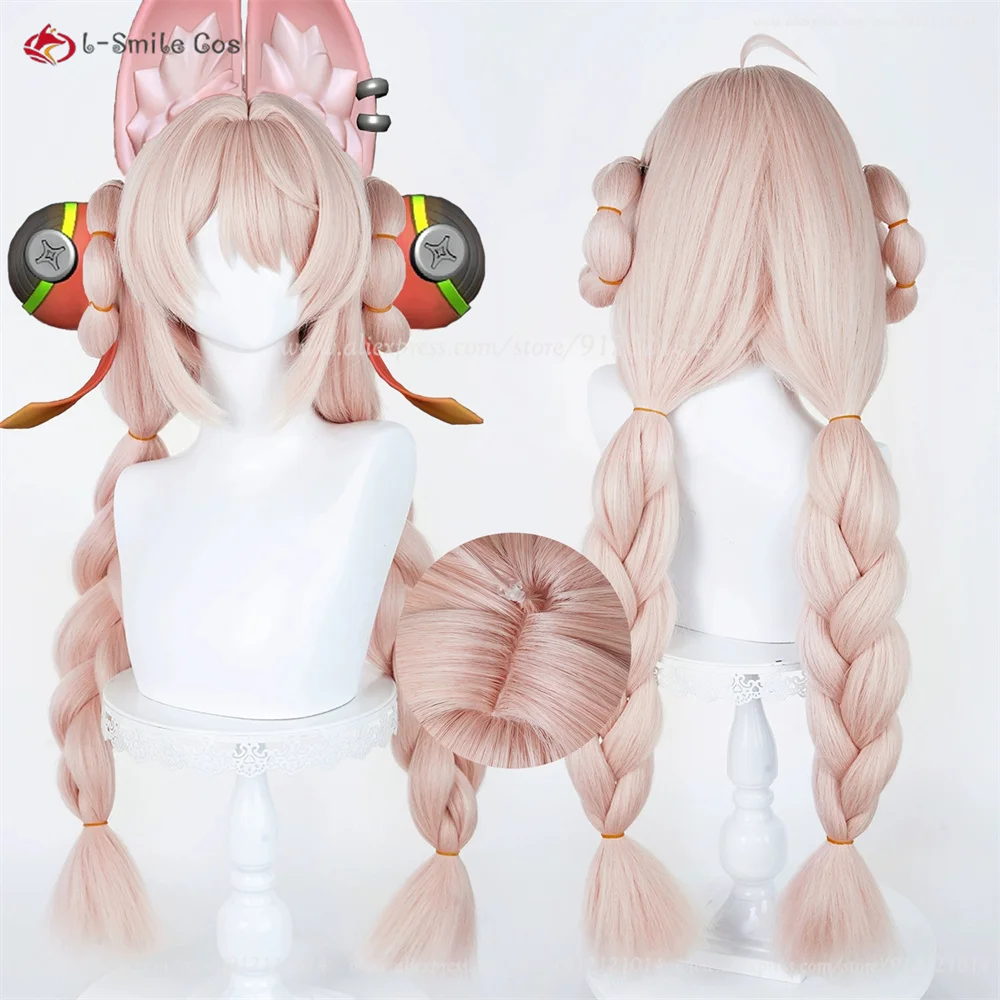 ZZZ Zhao-Peluca de Cosplay de 85cm de grosor, pelucas rosas trenzadas de volumen para mujer, peluca de Anime, pelo sintético resistente al calor para Halloween