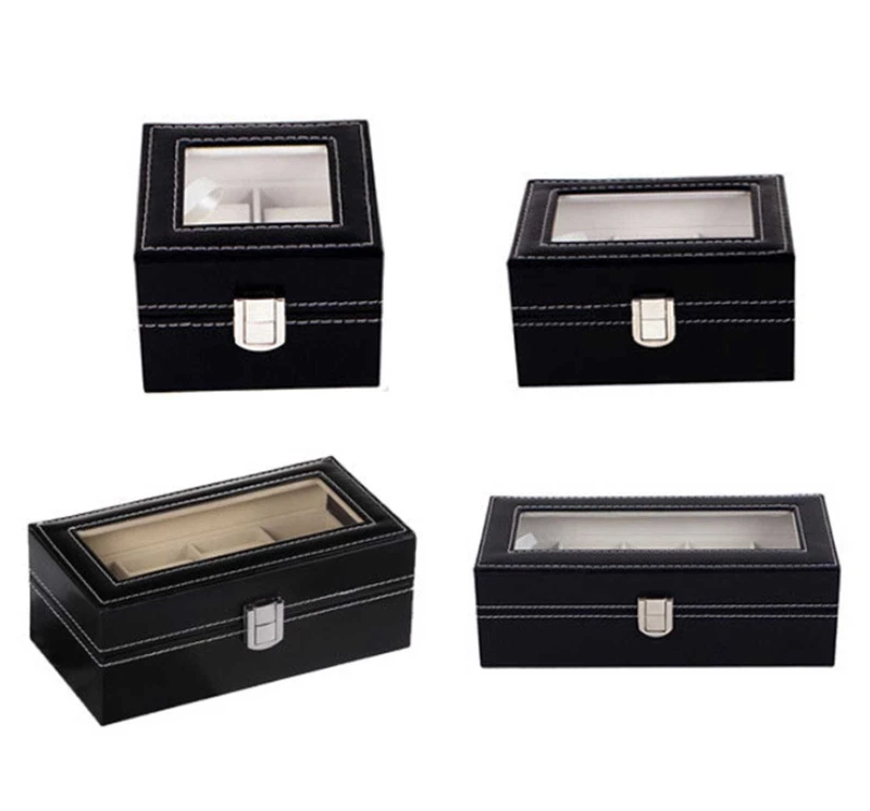 Watch Box Display for Case Jewelry with Glass Top 2/3/4/5 Slot for Men