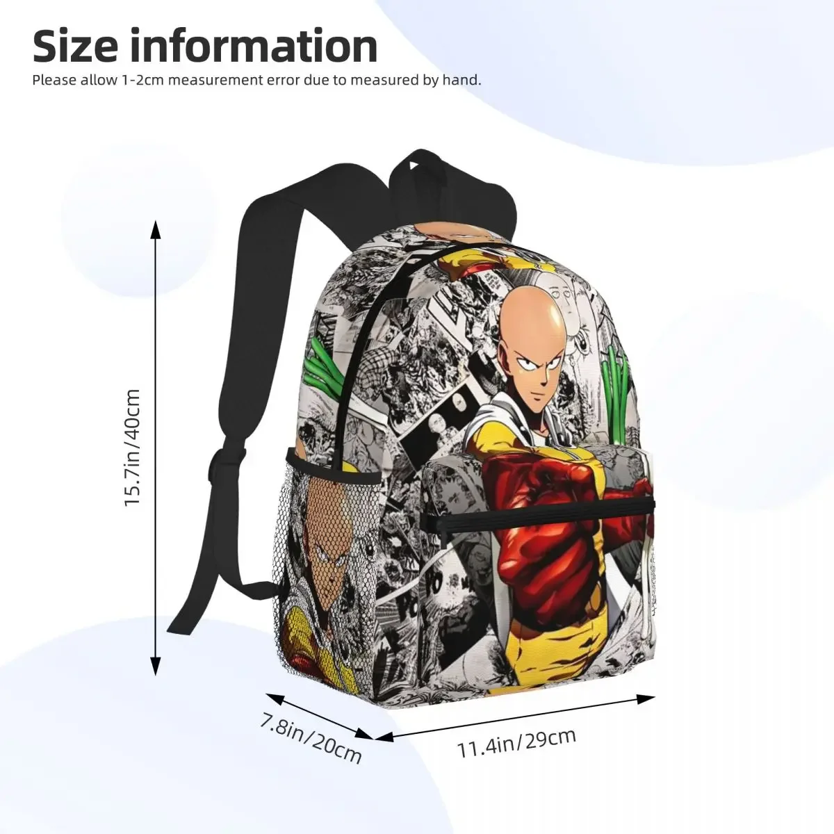 Hot-blooded Anime One Punch Man  Student Backpack School Bag Hiking Travel Daypack for Men Women Fashion Bookbag Shoulder Bags