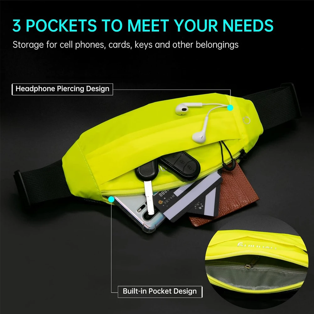 1PCS Running Belt, Running Fanny Pack Women, Whole Bag Reflective, Phone Holder for Running, Running Belt for Women Men