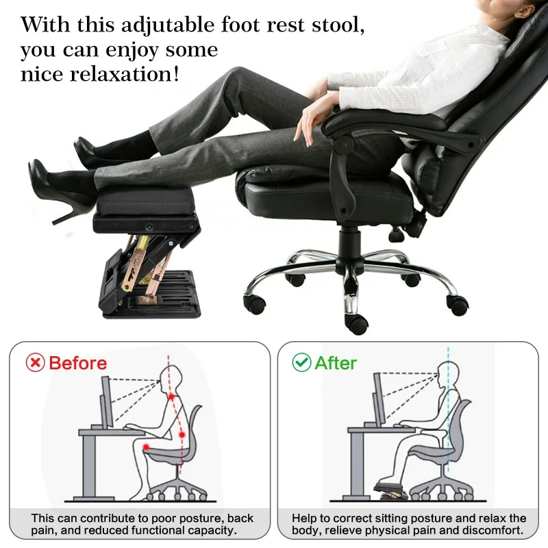 مسند قدم قابل للتعديل 4 مستويات ارتفاع وسادة قابلة للإزالة تصميم مريح سيارة عالمية مكتب المنزل السفر المحمولة المضادة للانزلاق مسند القدمين