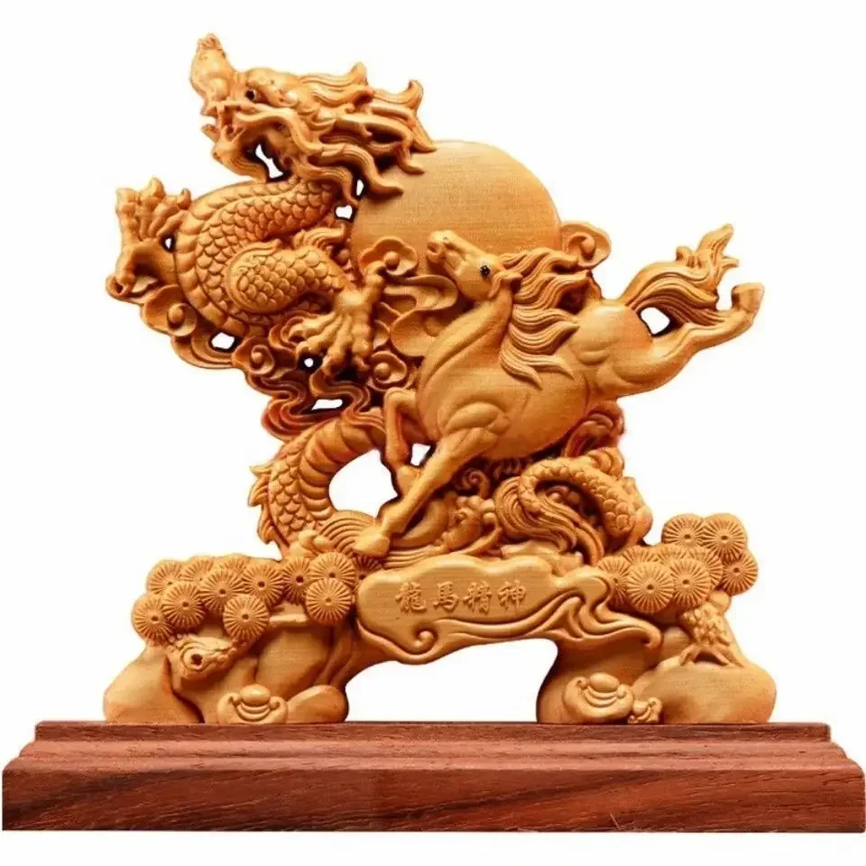 moyu-high-20cm-wooden-animal-dragon-horse-spirit-decoration-ornaments-crafts-home-living-carving-arts-gifts