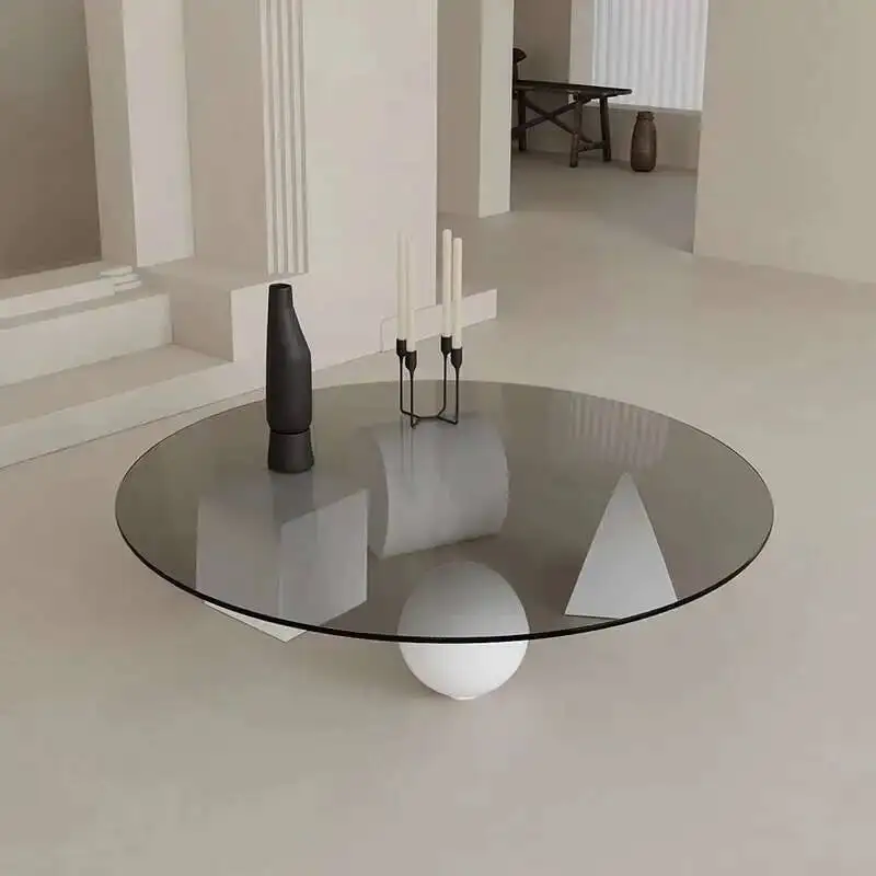 

Table Coffee Transparent Glass Round Minimalist Modern Clear Coffee Table Decoration Living Room Mesa Auxiliar Patio Furniture
