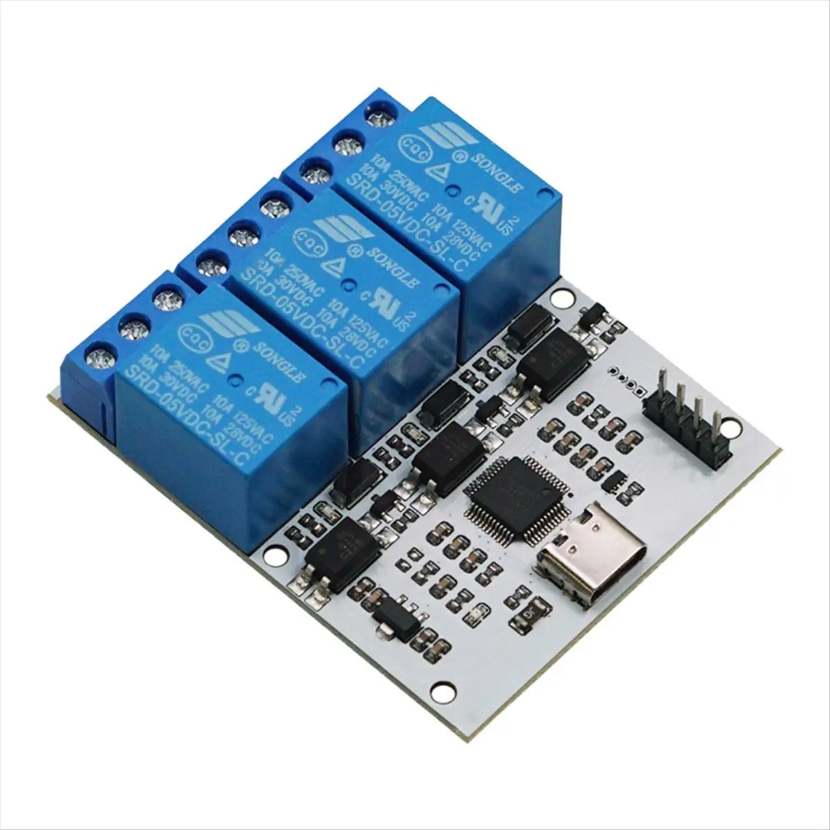 SWXF Relay Module 3 Channel USB to CH340 Serial Control Relay Module Optocoupler Protection TYPE-C Interface Module DSTUR-T30