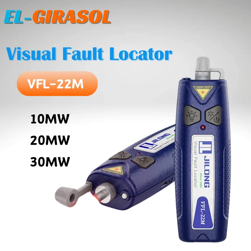 

JILONG VFL-22M Visual Fault Locator Fiber Optic Cable Tester Up To 10/20/30KM VFL Stable Strong Laser Standard SC FC ST FTTH