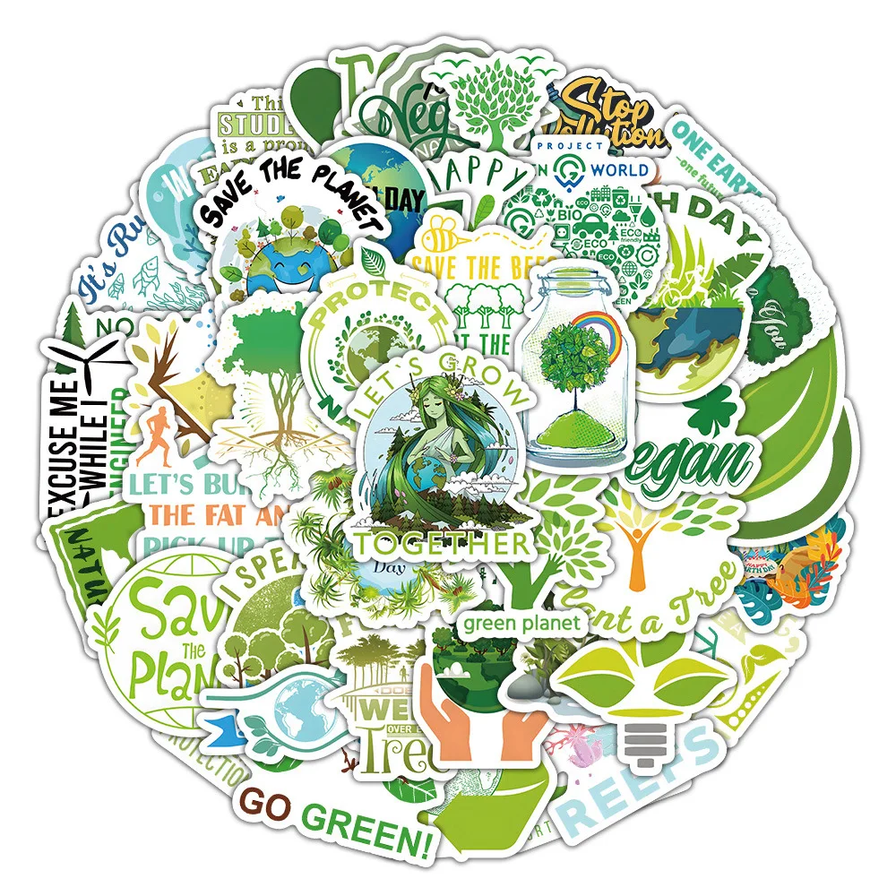10/30/50/100 قطعة حماية بيئة الطبيعة ملصقات حفظ شجرة يوم الأرض الكرتون الشارات DIY بها بنفسك الأمتعة الهاتف دفتر ملصق ديكور #3