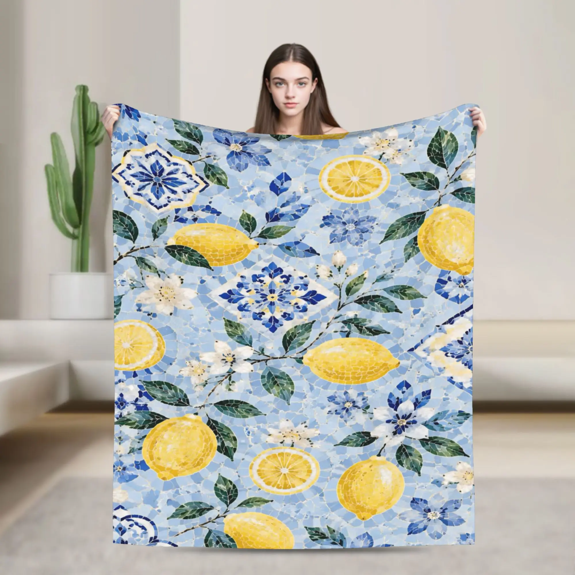 Lemon Sicily Rectangle Accessories Blankets Super Soft Velvet  Throw Blankets Relax Bedspreads