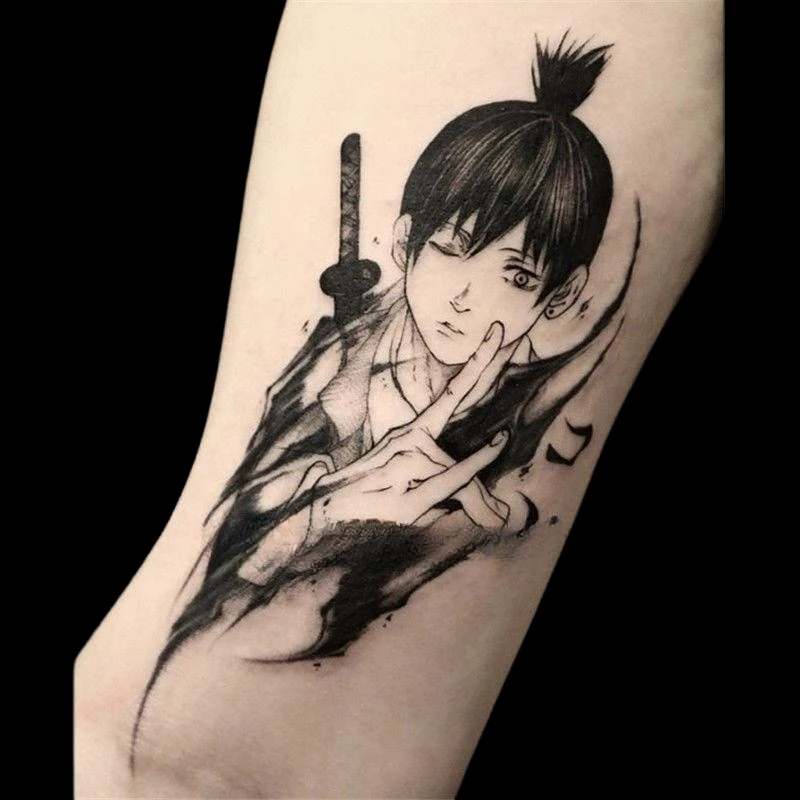 

Anime Hayakawa Aki Temporary Tattoos Black Transfer Tattoo Body Art Waterproof Fake Tatoo Stickers for Woman Men