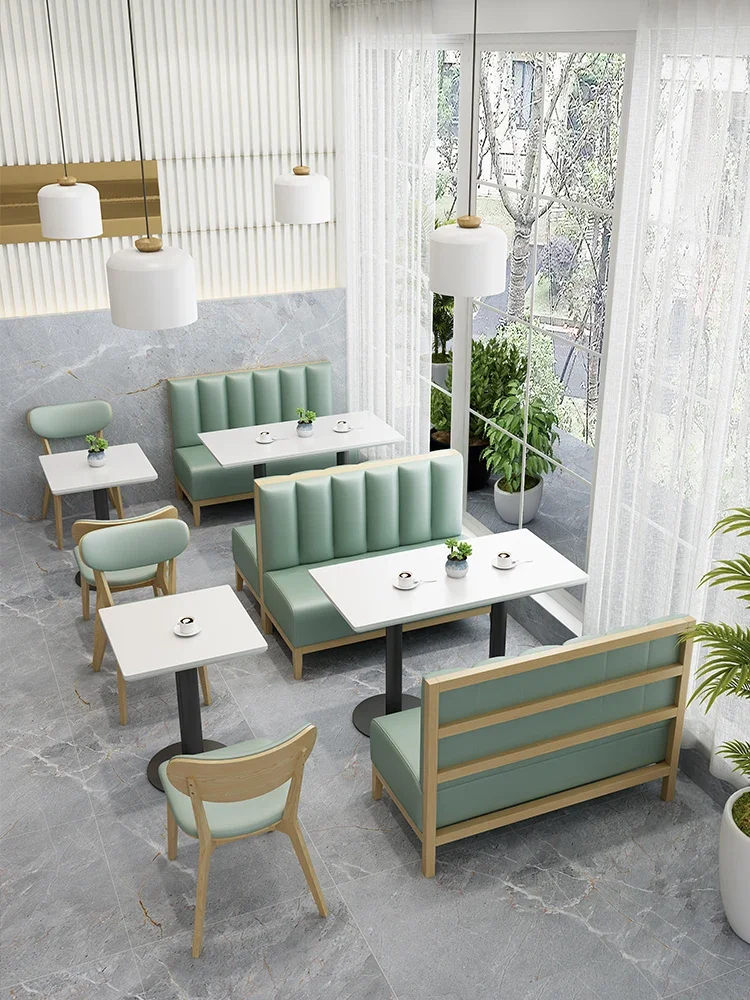 Customized Restaurant Burger Shop Milk Tea Shop Cafe Tea Restaurant Hot Pot Restaurant Wall Card Seat Sofa Table And Chair