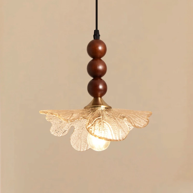 Vintage Flower Pendant Light with Bead Decoration Hanging Lamp Suitable for Bedroom Living Room Dining Room Kitchen Coffee E27