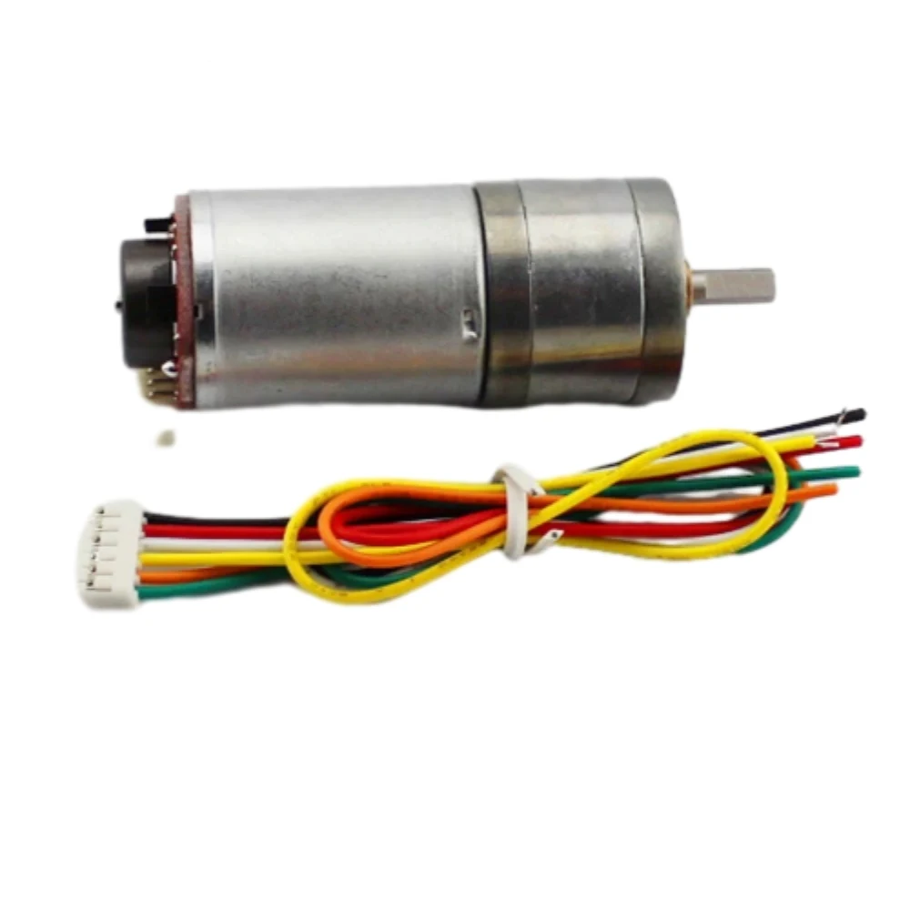 Encoder 25GA Speed Measuring Gear Motor 12V with Code Tray Large Torque Balancing Car Motor Carbon Brush Strong Magnetic Motor