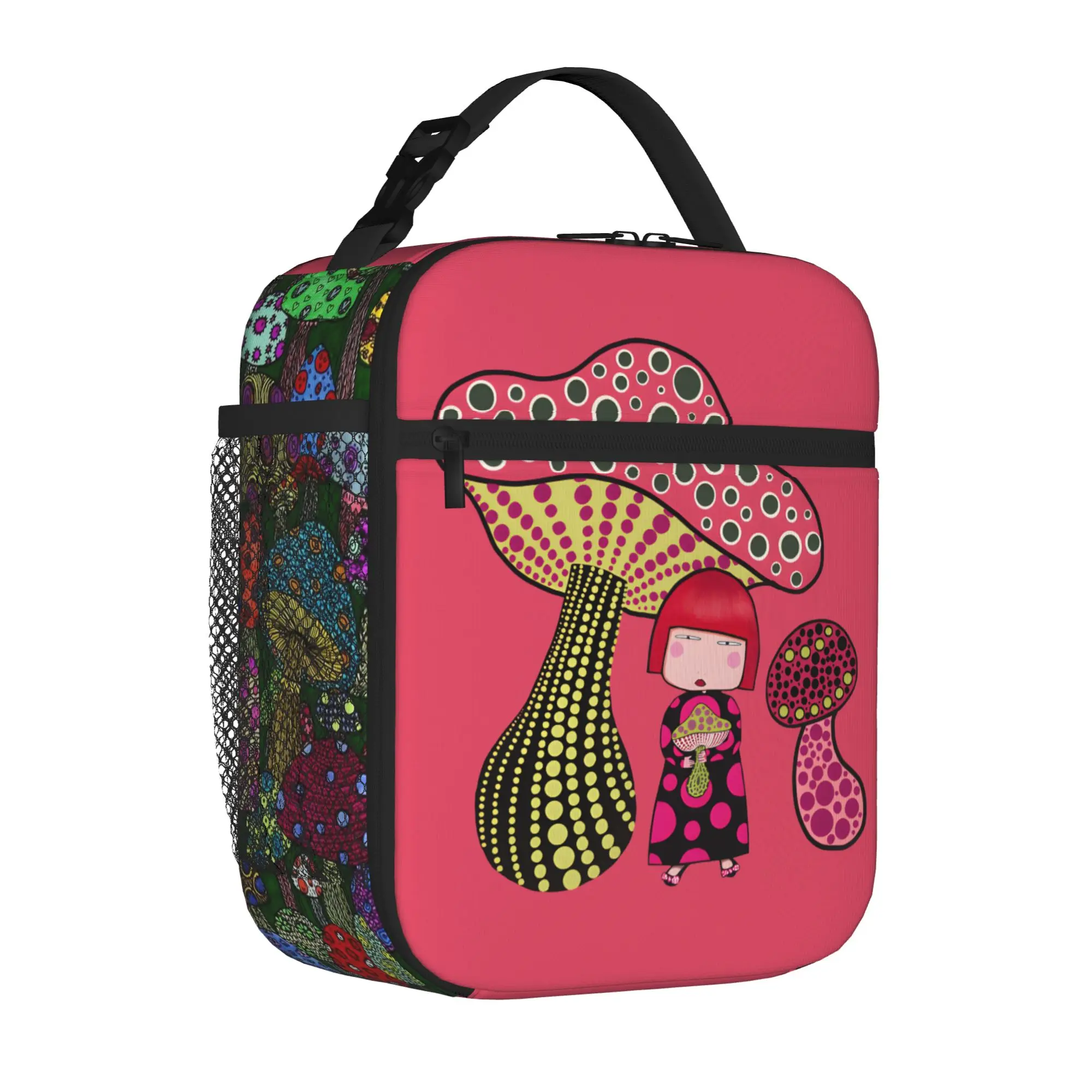 Mushrooms Girl Y-Yayoi Kusama Thermal Insulated Lunch Bag for Travel  Reusable Food Bag Thermal Cooler Lunch Boxes