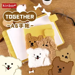 Kinbor Cute Plush Dog Together A6 Handbook High Beauty Journal Notebook Diary Plan caderno Gofts Travel Record Book Stationery